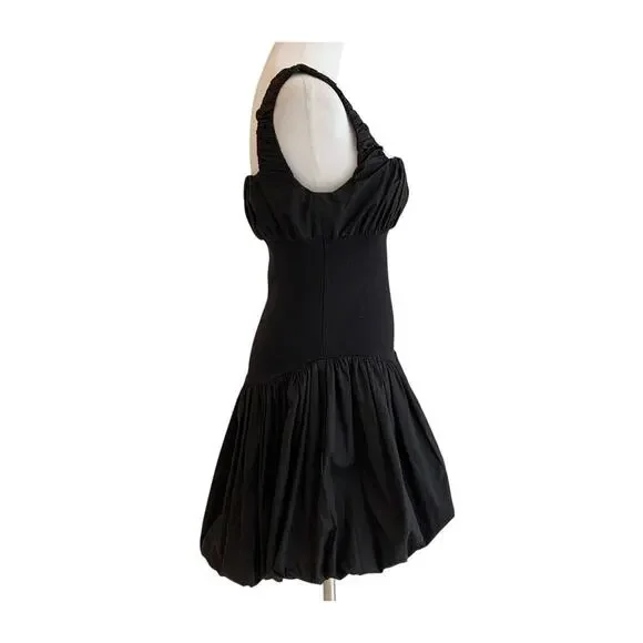 helsa rib mix puffy mini dress Helsa Rib Mix Puffy Mini Dress in Black